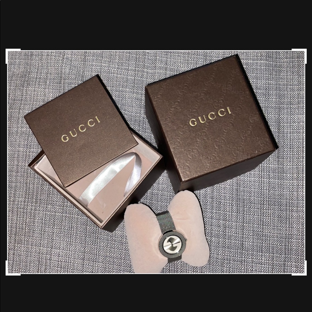 Silver Gucci mesh watch